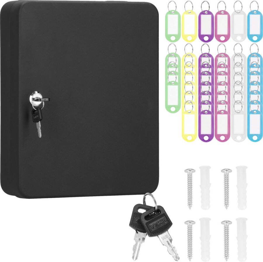 Springos Sleutelkluis Sleutelkast Sleutelbox 48 Haken 30 x 24 x 7 5 cm Zwart