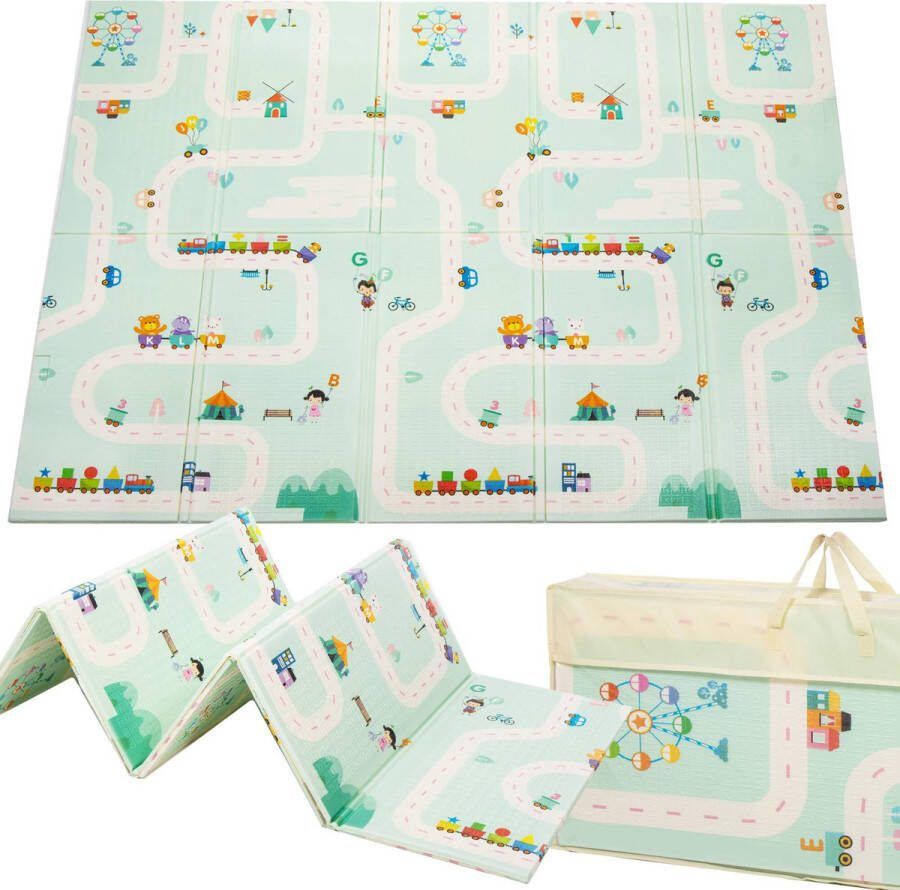 Springos Speelmat Foam Educatief Inklapbaar 200 x 180 cm Mint