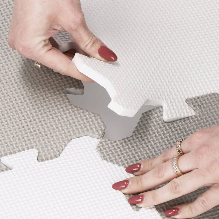 Springos Speelmat Foam Puzzelmat 9 Puzzelstukken 95 5 x 95 5 cm Grijs Wit