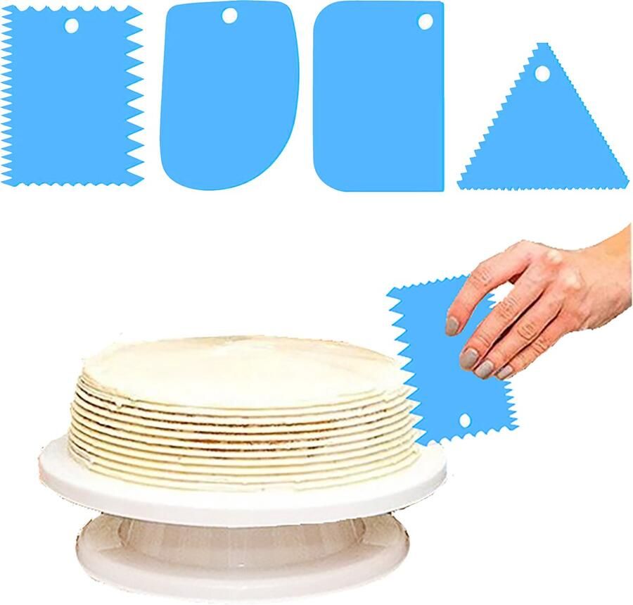 Springos Spatelset Taartdecoratie Taartschraper Glaceermes Set van 4