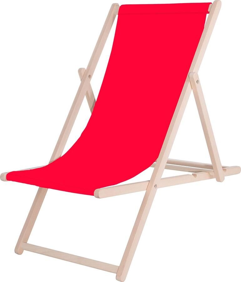 Springos Strandstoel Verstelbaar Beukenhout Hangemaakt Rood