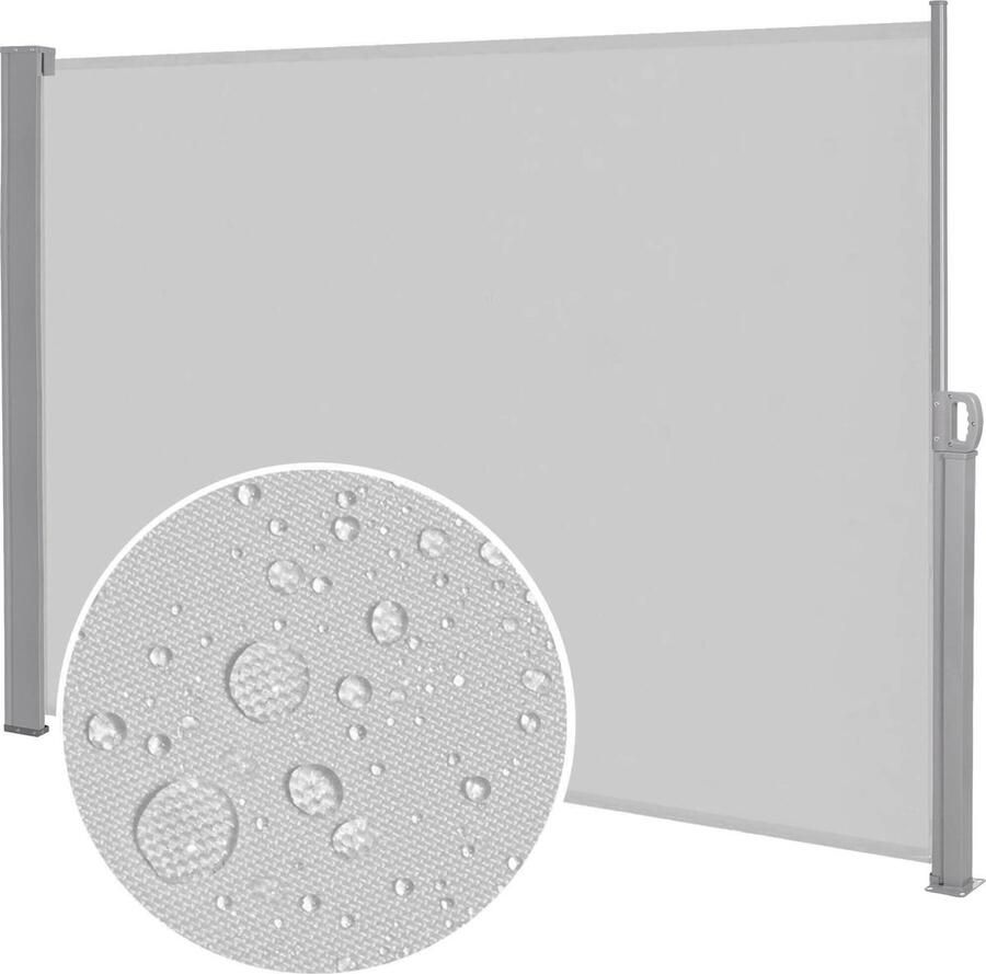 Springos Windscherm Tuinscherm Oprolbaar Waterbestendig Staal Aluminium Lichtgrijs 350 X 180 CM