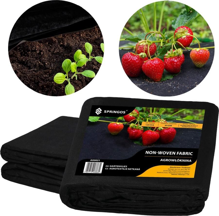 Springos Worteldoek Anti -onkruid Beschermfolie 50g 1 6x10 M Zwart