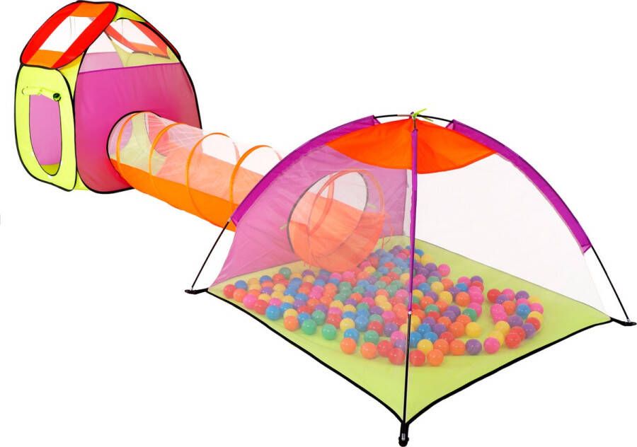 Springos Tent Inclusief Tunnel Pop-up Tent Speelgoed Speeltent
