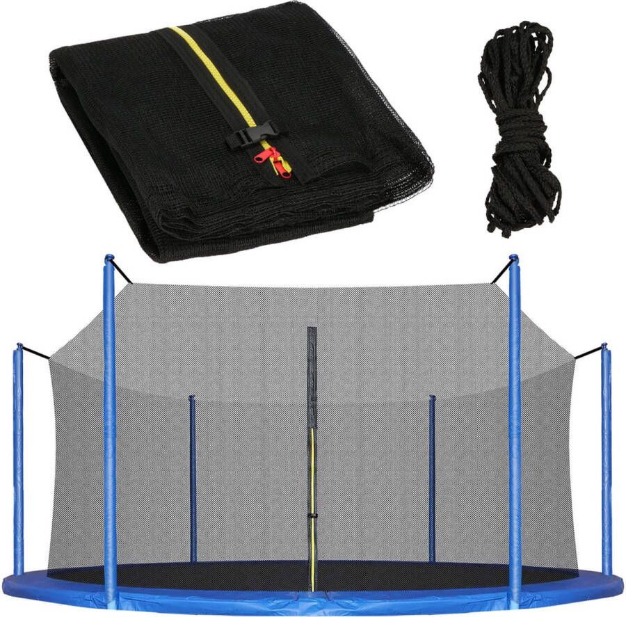 Springos Veiligheidsnet Trampoline Net Geschikt voor 8 Palen Ø 366 cm Zwart