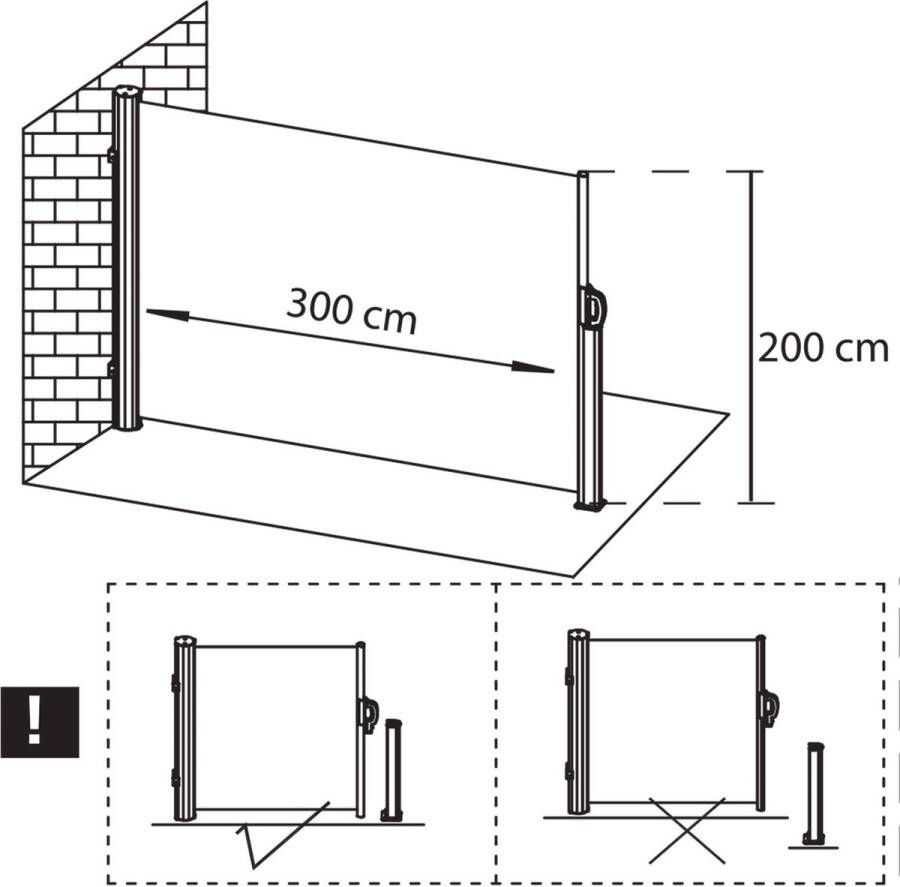 Springos Windscherm Tuinscherm Oprolbaar Waterbestendig Staal Aluminium Grafiet 300 X 200 CM