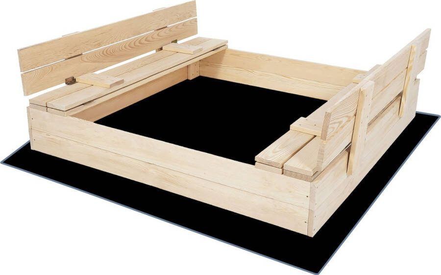 Springos Zandbak Met Deksel Met Bank Inclusief Gronddoek 150 x 150 CM