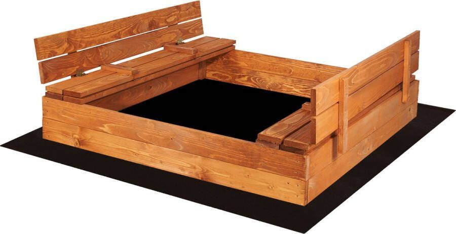 Springos Zandbak Met Deksel Met Bank Inclusief Gronddoek Geïmpregneerd 120 x 120 CM