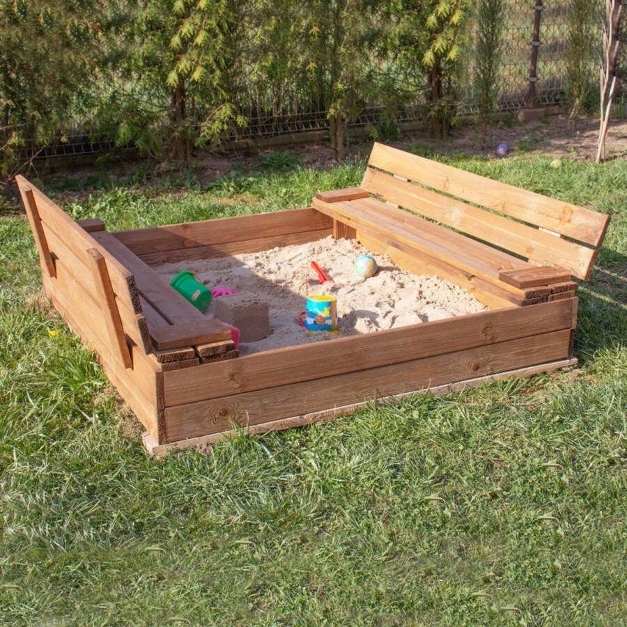 Springos Zandbak Met Deksel Zandbak Met Bank 120 x 120 x 20 cm