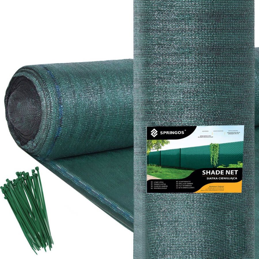 Springos Zichtbreeknet Zichtdoek Privacynet Schaduwdoek Rol 1 5 x 10 m 63 % Schaduw 65g m² Groen