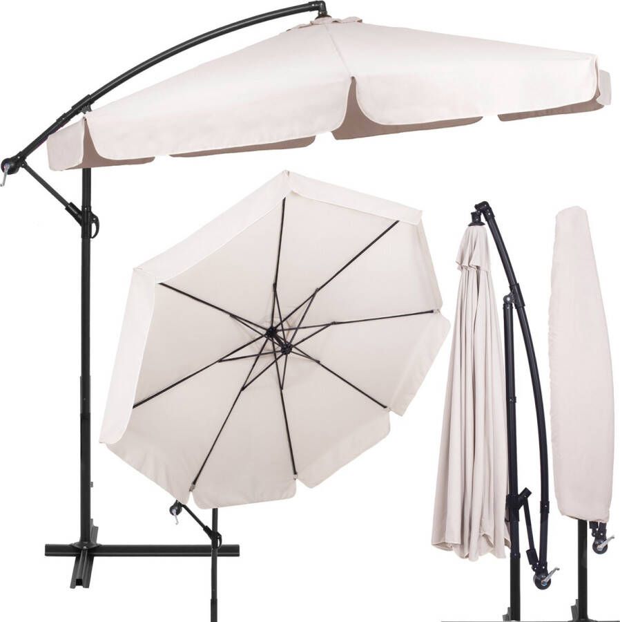 Springos Parasol | Parasols | Kantelbaar | Met Ventilatie | Ecru | Ø300 Cm