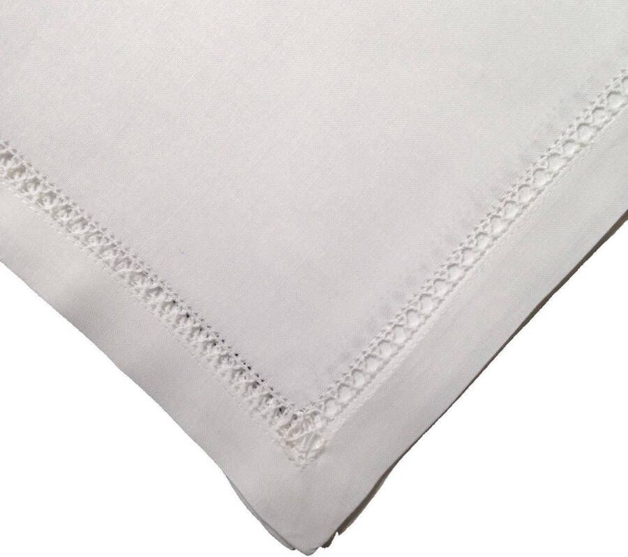 Spruegel Luxe katoenen witte servetten met ajourrand Set van zes stuks- 40 x 40 cm
