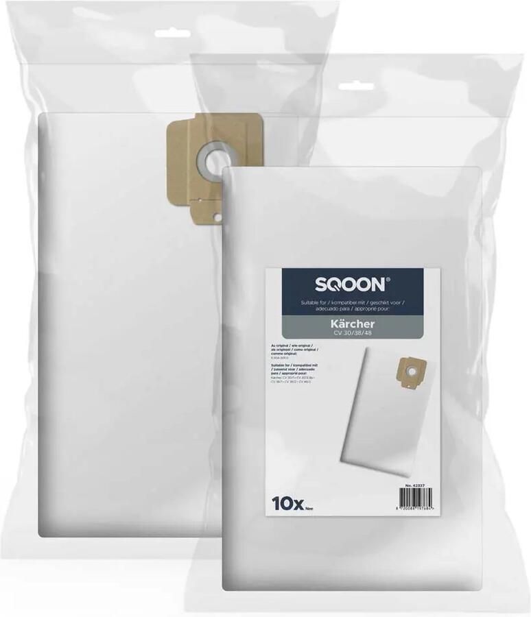 SQOON Stofzuigerzakken geschikt voor Kärcher CV 30 38 48 Model 6.904-305.0 10 stuks