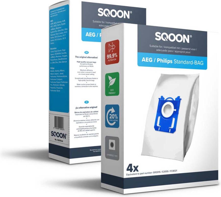 SQOON Stofzuigerzakken geschikt voor AEG Electrolux Philips Standard Bag