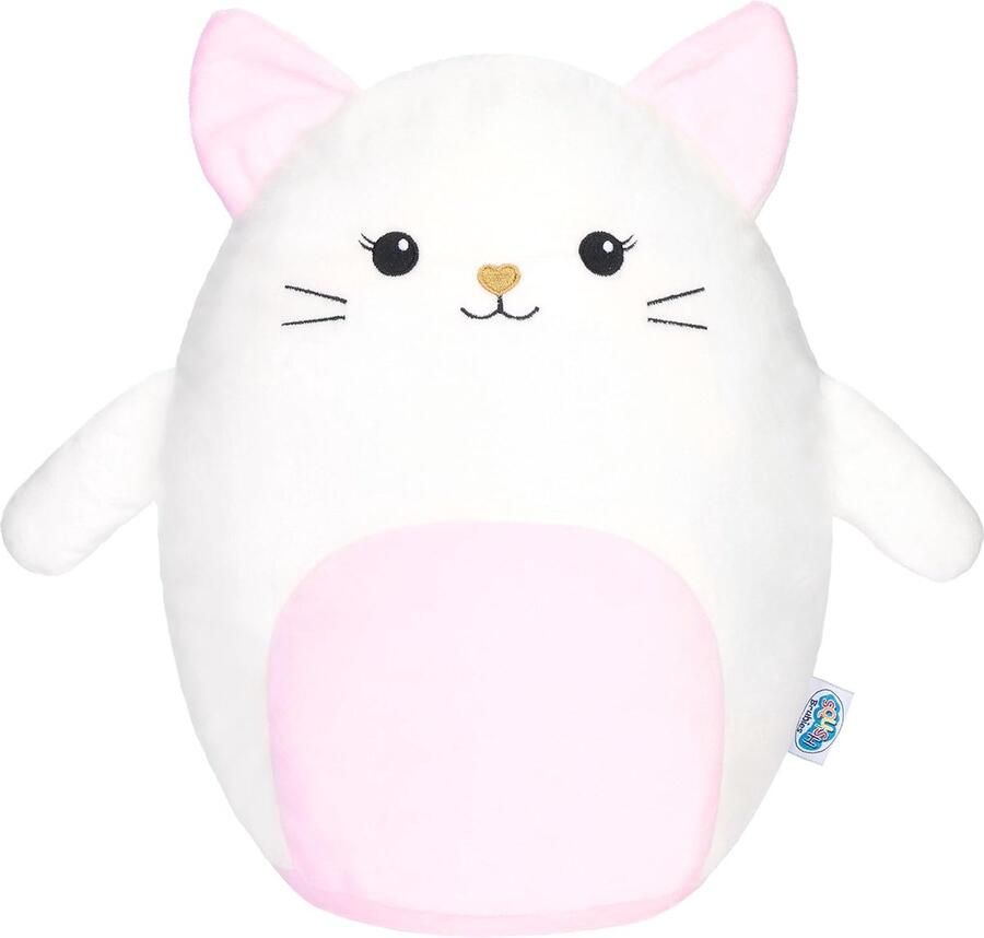 SQUISHBRUBIES Kira de kat Superzachte Pluche Knuffel Kawaii Knuffel Squishy Speelgoed 35 cm wit en roze