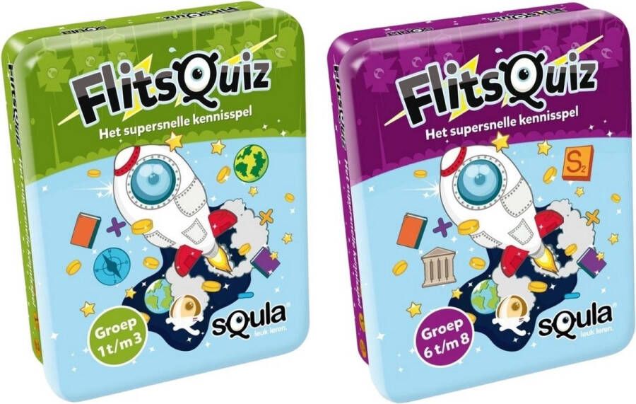 Identity Games Educatieve spellenbundel Squla 2 stuks Flitsquiz Groep 1 2 3 & 6 7 8 Kaartspel