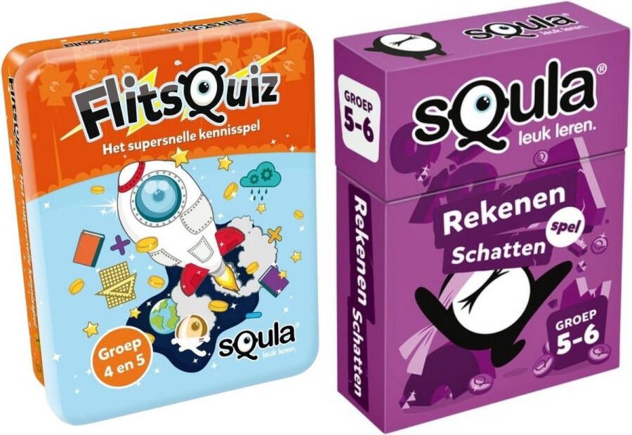 Identity Games Educatieve spellenbundel Squla Kaartspel 2 stuks Flitsquiz Groep 4 5 & Rekenen (Groep 5&6)