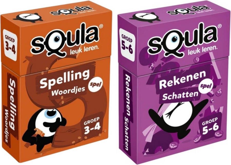 Identity Games Educatieve spellenbundel Squla Kaartspel 2 stuks Groep 3 t m 6 Spelling & Rekenen