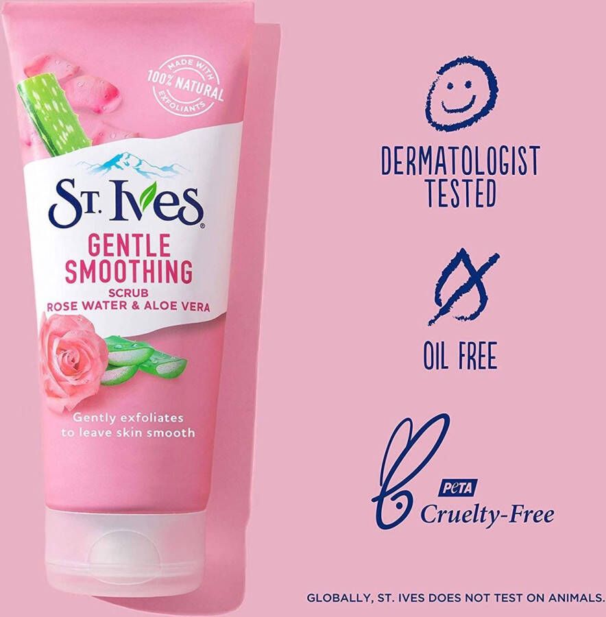 St IVES St. Ives Gentle Smoothing Face Scrub Rose Water Aloe Vera 6oz -170g