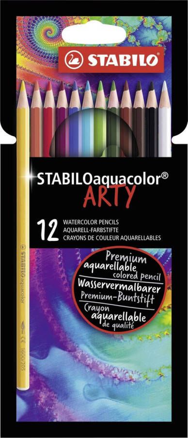 STABILO Aquacolor Premium Aquarel Kleurpotlood ARTY Etui 12 Kleuren