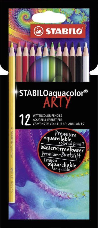 STABILO Aquacolor Premium Aquarel Kleurpotlood ARTY Etui 12 Kleuren