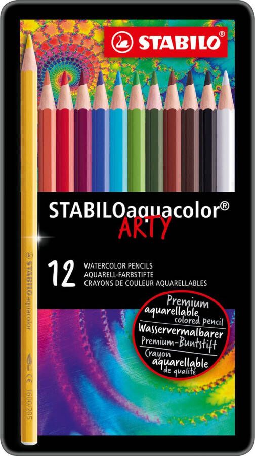 STABILO Aquacolor Premium Aquarel Kleurpotlood Metalen Etui Met 12 Kleuren