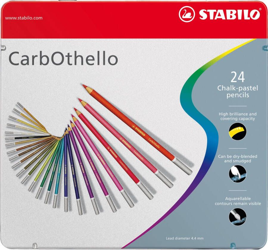 STABILO CarbOthello Kalkpastel Kleurpotloden Metalen Etui Met 24 Kleuren