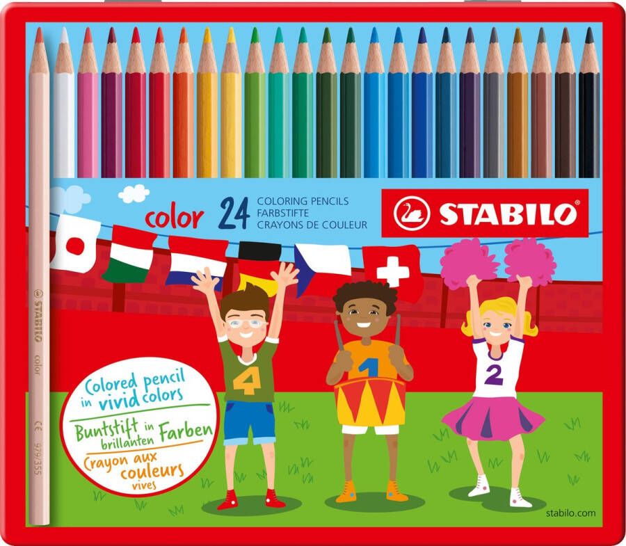 STABILO Color Kleurpotlood Intense Kleuren En Makkelijke Kleurafgifte Metalen Etui Met 24 Kleuren
