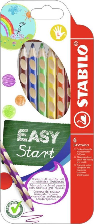 STABILO EASYcolors Ergonomisch Kleurpotlood Linkshandig Extra Dikke 4.2 mm Kern Etui Met 6 Kleuren