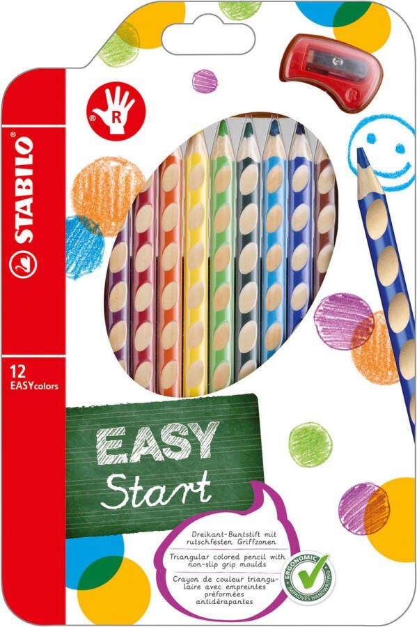 STABILO EASYcolors Ergonomisch Kleurpotlood Rechtshandig Extra dikke 4.2 mm Kern Etui Met 12 Kleuren