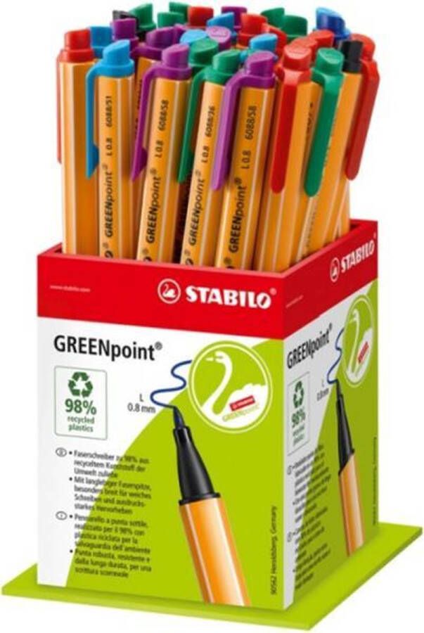 STABILO Fineliners Greenpoint 40 stuks in 6 kleuren 0 8 mm punt pen potlood schoolspullen kantoorspullen fineliner
