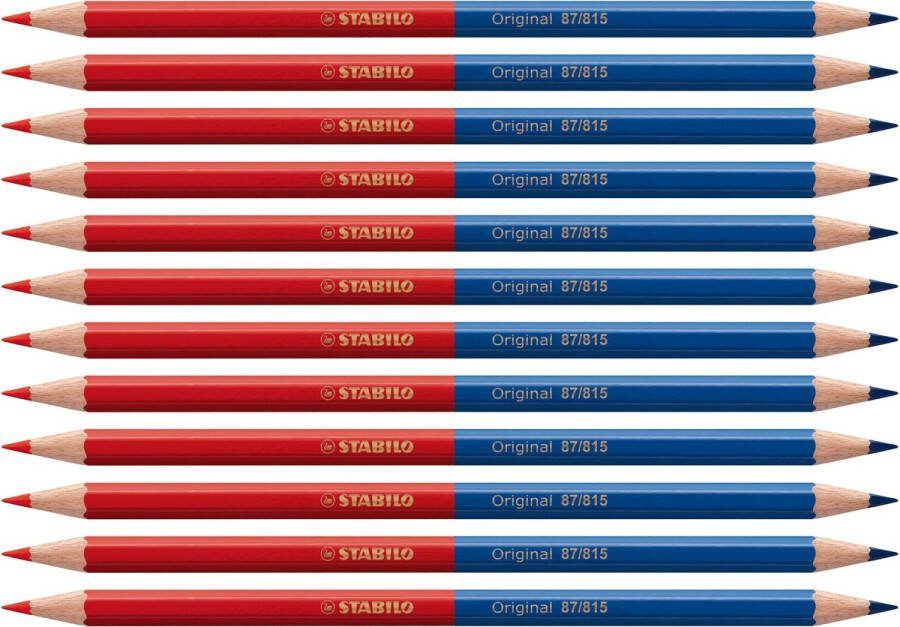 STABILO Original Kleurpotlood Met Elastische Kern Voor Haarfijne Lijnen Rood Blauw Doos 12 Stuks