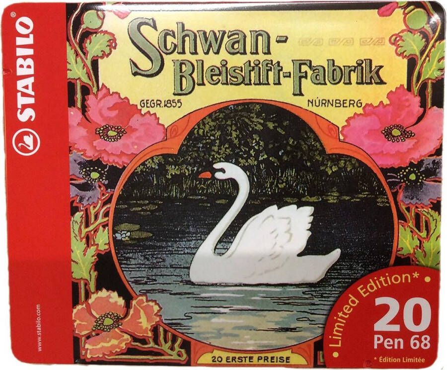 STABILO Pen 68 20 Viltstiften Metalen Etui – limited edition Zwaan.