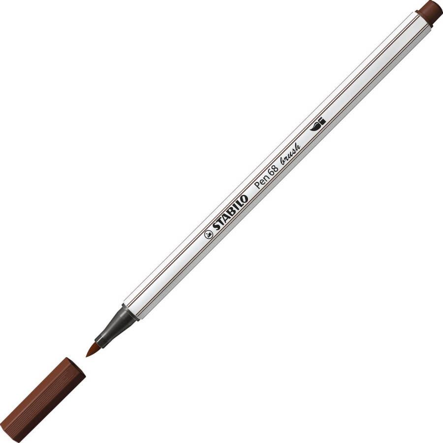 STABILO Pen 68 Brush Premium Brush Viltstift Met Flexibele Penseelpunt Bruin per stuk