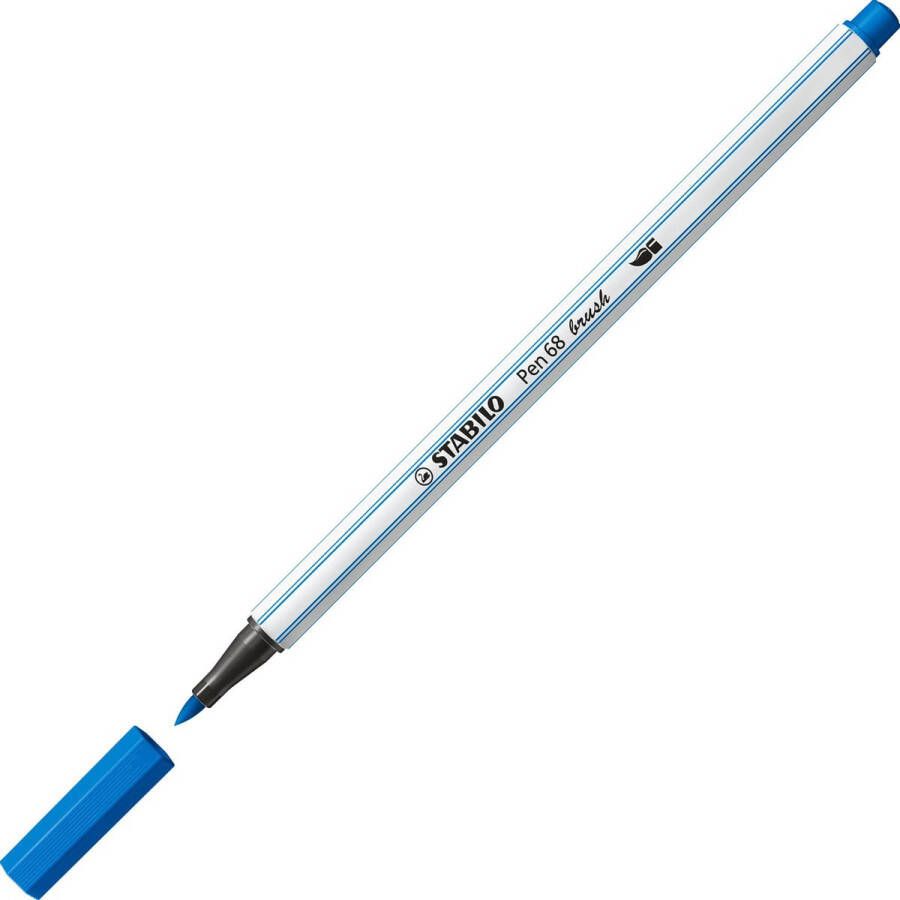 STABILO Pen 68 Brush Premium Brush Viltstift Met Flexibele Penseelpunt Donker Blauw per stuk