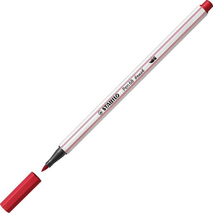 STABILO Pen 68 Brush Premium Brush Viltstift Met Flexibele Penseelpunt Donker Rood per stuk