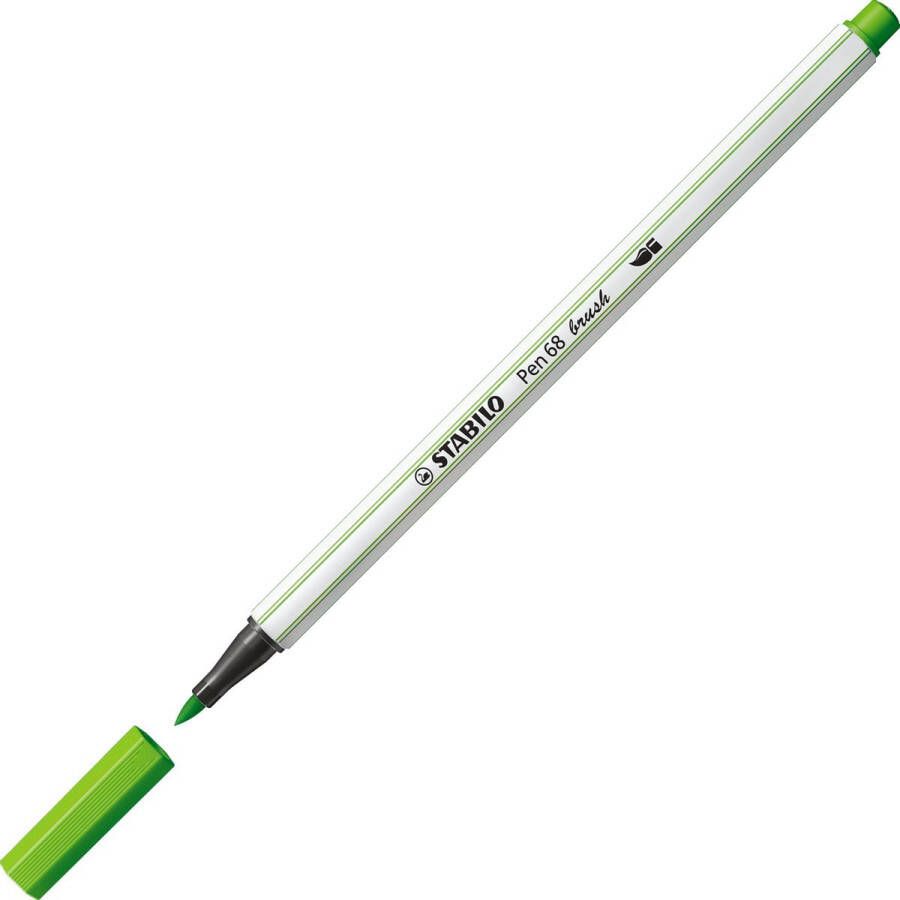 STABILO Pen 68 Brush Premium Brush Viltstift Met Flexibele Penseelpunt Licht Groen per stuk