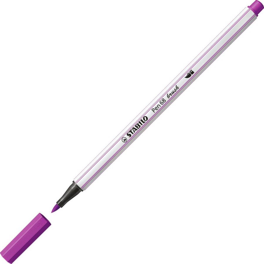 STABILO Pen 68 Brush Premium Brush Viltstift Met Flexibele Penseelpunt Lila per stuk
