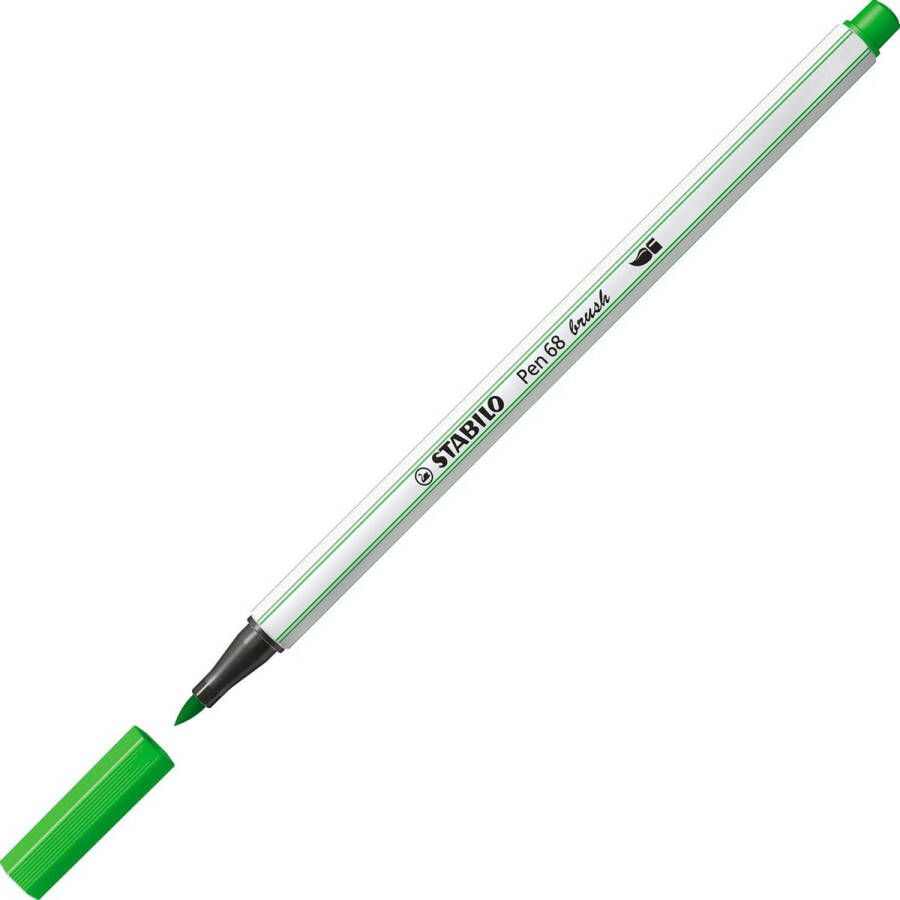 STABILO Pen 68 Brush Premium Brush Viltstift Met Flexibele Penseelpunt Loof Groen per stuk