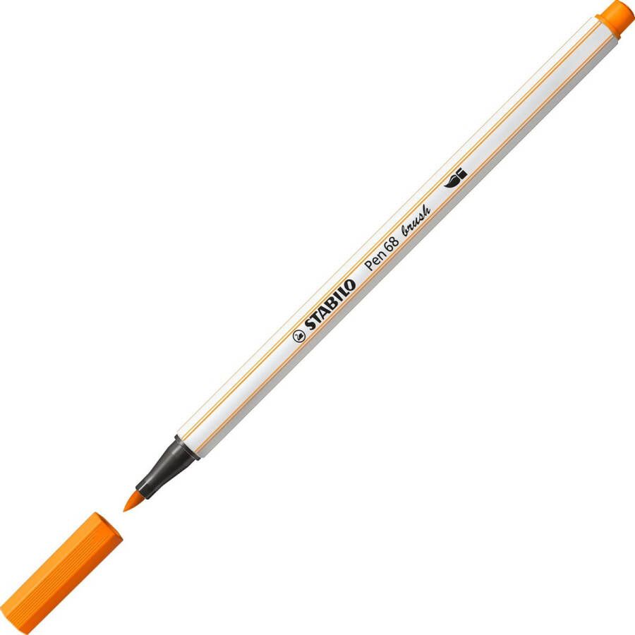 STABILO Pen 68 Brush Premium Brush Viltstift Met Flexibele Penseelpunt Oranje per stuk