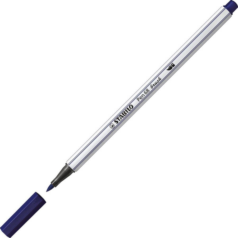 STABILO Pen 68 Brush Premium Brush Viltstift Met Flexibele Penseelpunt Pruissisch Blauw per stuk