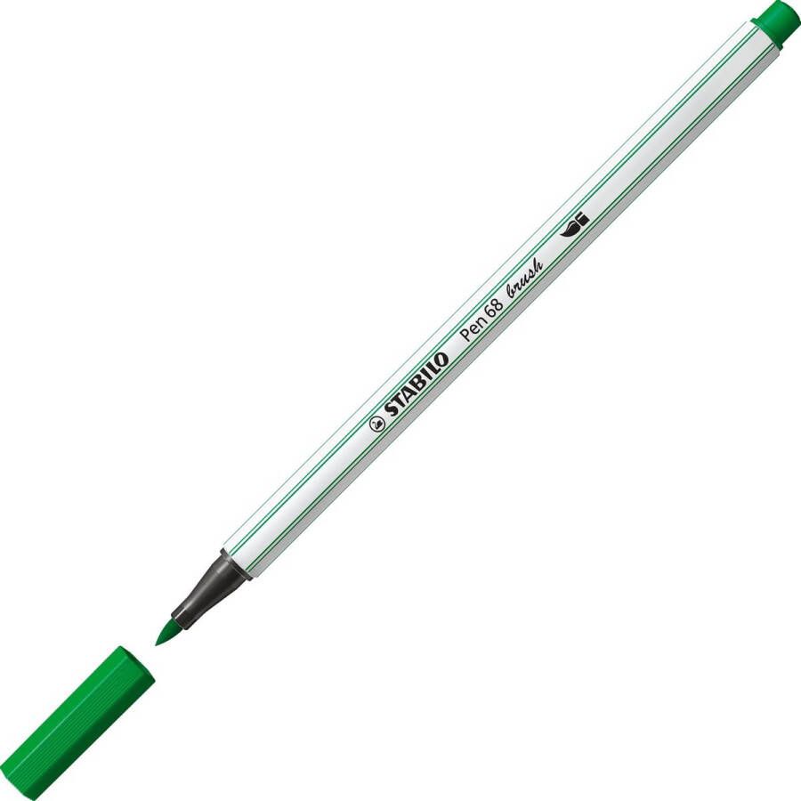 STABILO Pen 68 Brush Premium Brush Viltstift Met Flexibele Penseelpunt Smaragd Groen per stuk