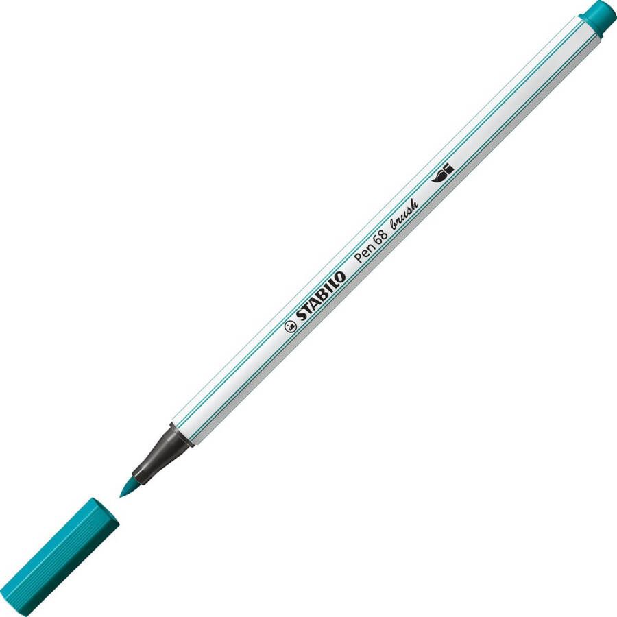 STABILO Pen 68 Brush Premium Brush Viltstift Met Flexibele Penseelpunt Turquoise Blauw per stuk