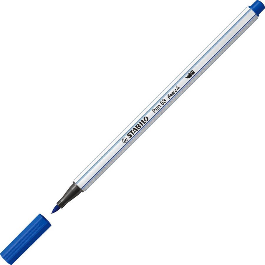 STABILO Pen 68 Brush Premium Brush Viltstift Met Flexibele Penseelpunt Ultramarijn Blauw per stuk