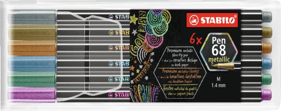 STABILO Pen 68 Metallic Premium Metallic Viltstift Etui Met 6 Kleuren