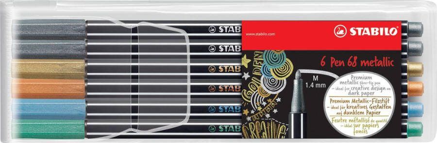 STABILO Pen 68 Metallic Viltstiften Etui 6 stuks