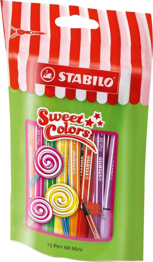 STABILO Pen 68 Mini Sweet Colors Etui 15 kleuren