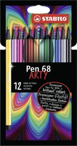 STABILO Pen 68 Premium Viltstift ARTY Etui 12 Verschillende Kleuren