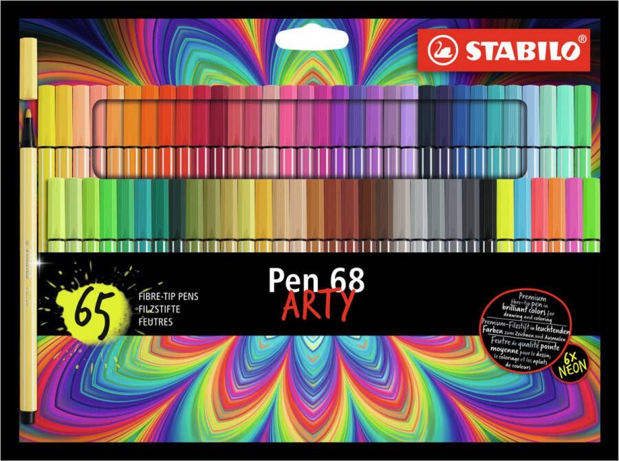 STABILO Pen 68 Premium Viltstift ARTY Etui Met 65 Kleuren