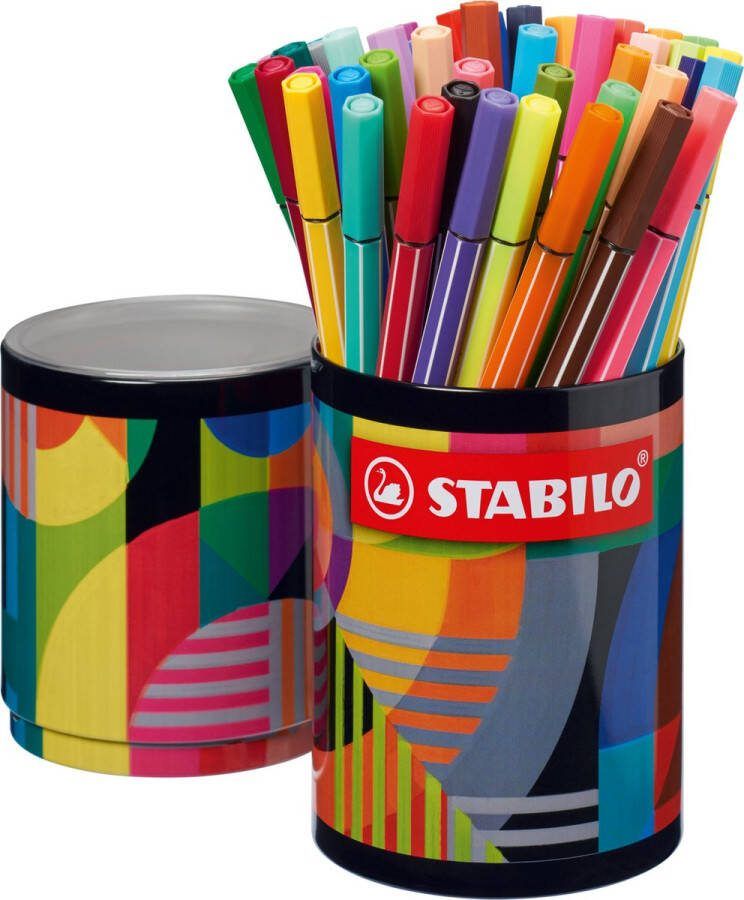 STABILO Pen 68 Premium Viltstift ARTY Ronde Metalen Etui Met 45 Verschillende Kleuren